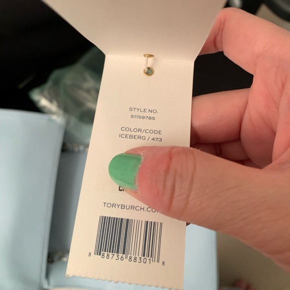 Tory Burch Fleming icy blue leather convertible shoulder bag /crossbody - Picture 8 of 15